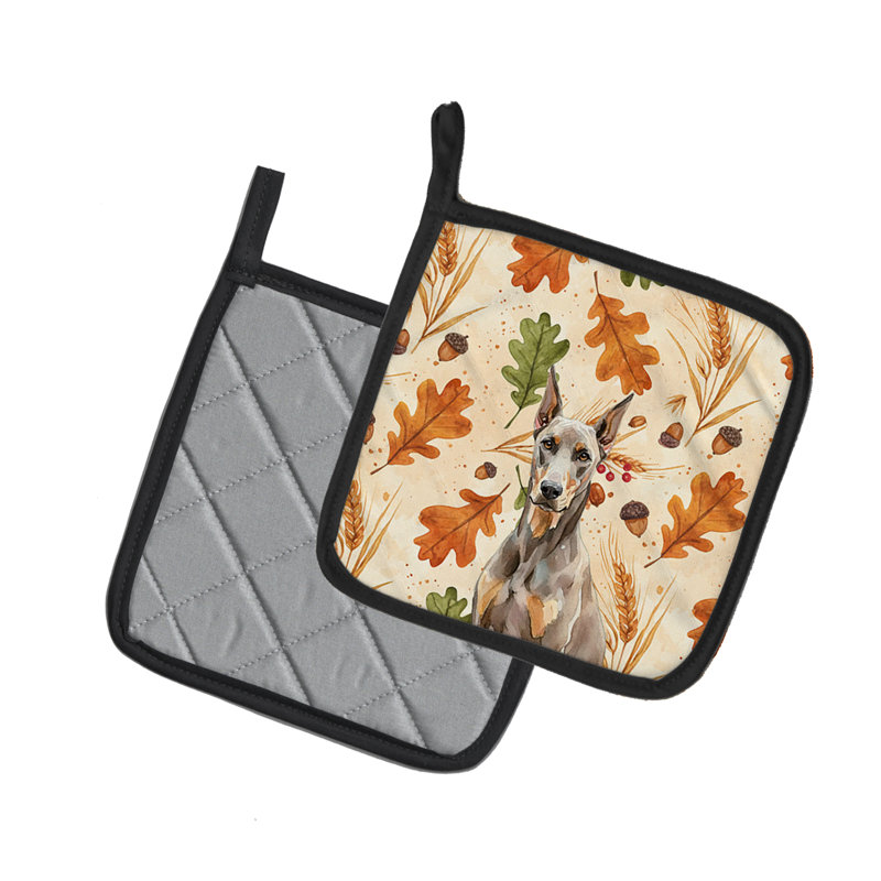 Paire de porte-casseroles Fawn Doberman Pinscher Heirloom Fall