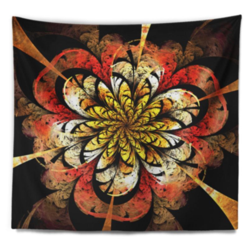 Tapisserie fleur abstraite fractale, H 32 po x l 39 po