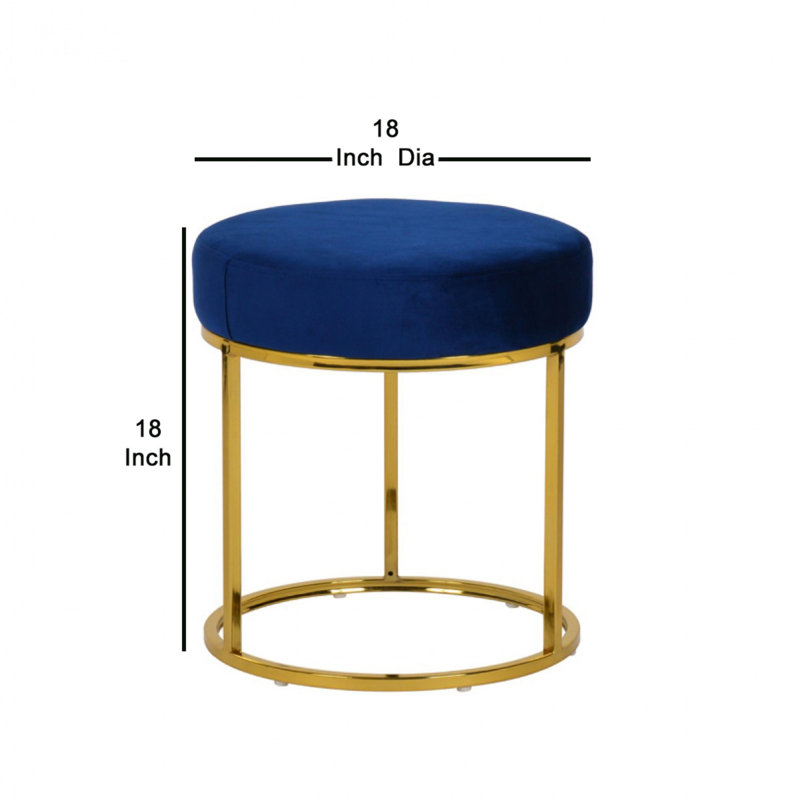 Repose-pieds rond standard en velours de 16 po de large Gillo, Bleu