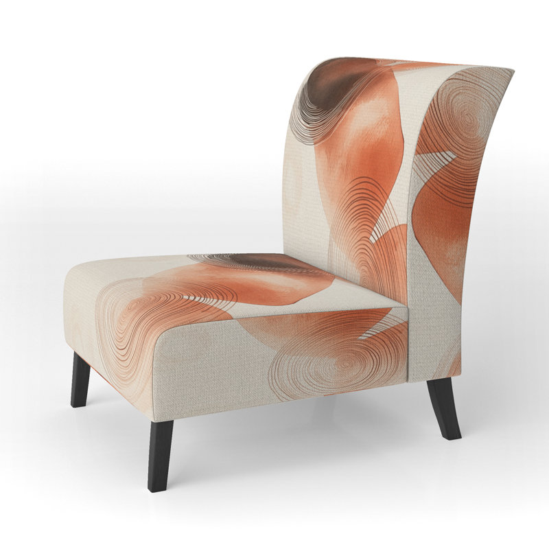 Fauteuil de chambre abstrait rembourré - Fauteuil de chambre Boho Terracotta Pulse I, Slipper Armless