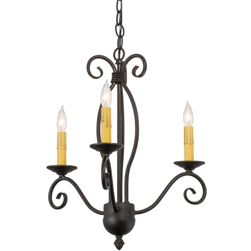 Lustre classique / traditionnel à 3 lumières de style bougie Sienna