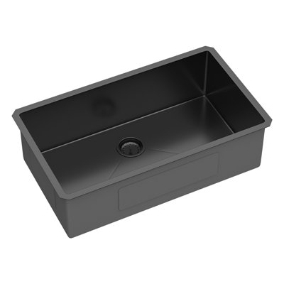 Évier de cuisine 33 po noir en acier inoxydable - 33 po x 19 po x 10 po cuve de cuisine encastrée à simple cuve en acier inoxydable de calibre 16 avec profondeur de 10 pouces