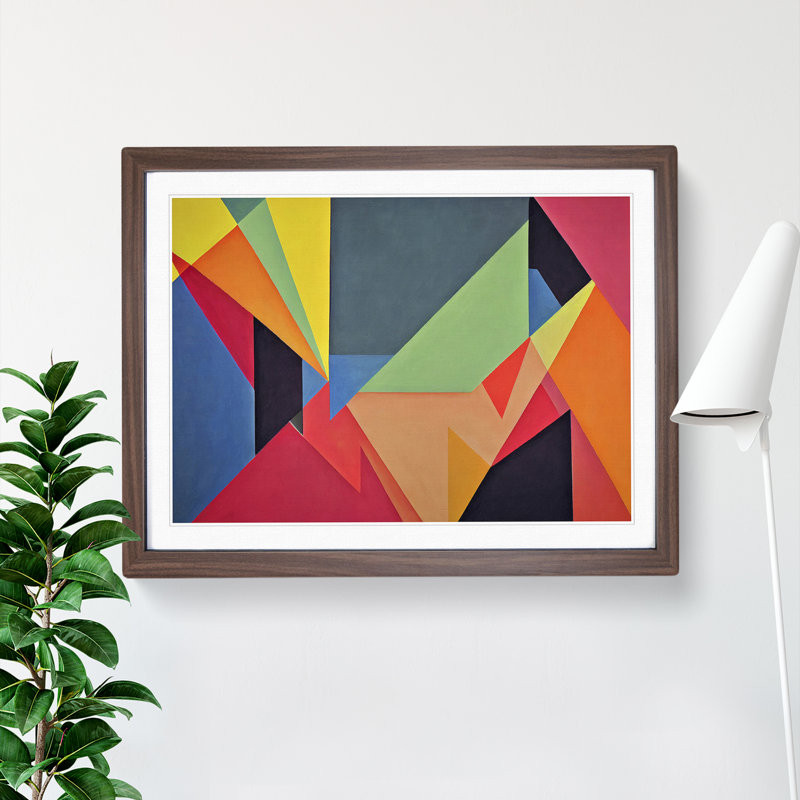 XH1022-8685X Suprematism Art Modern Vol.2 Abstract - Single Picture Frame Painting, 34cm H x 46cm W x 2cm D, Walnut