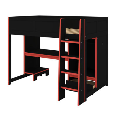 Twin Size Gaming Loft Bed With Desk