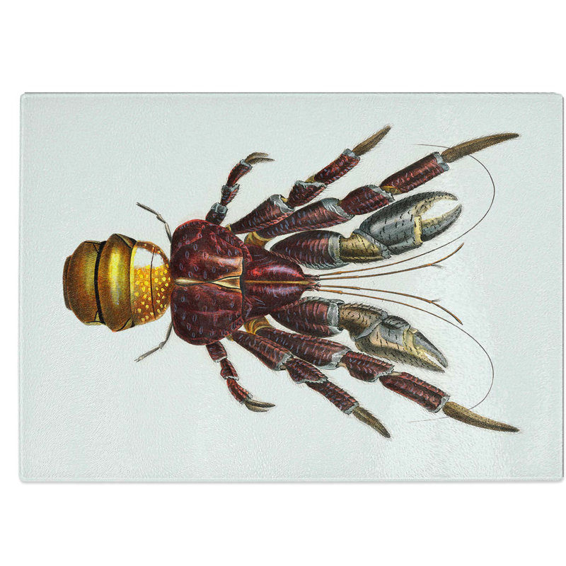 Tempered Glass Coconut Crab Chopping Board, 28.5 cm W x 20 cm L