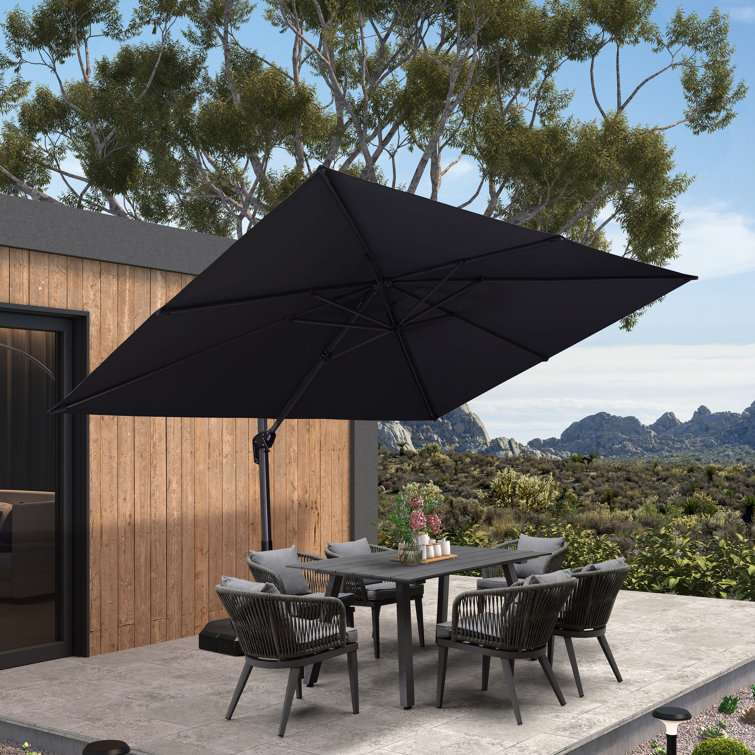 Yatra 9'' x 11'6" Rectangular Cantilever Umbrella with Base