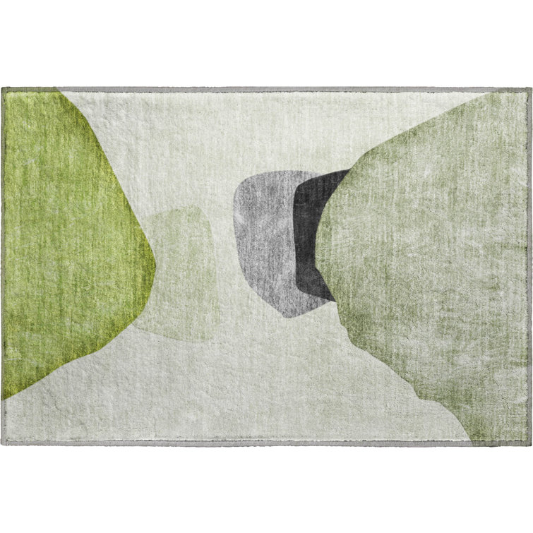 Premium Machine Washable Cerrito Amf547 Green Rug