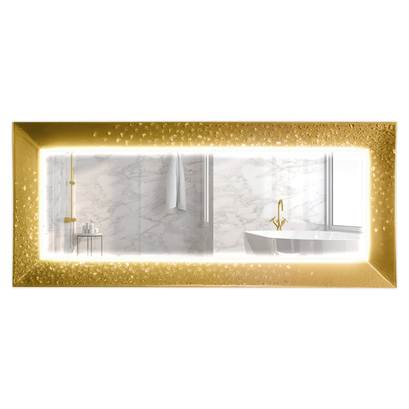 Miroir de salle de bain Glam, 66,1 po x 28,7 po, Or
