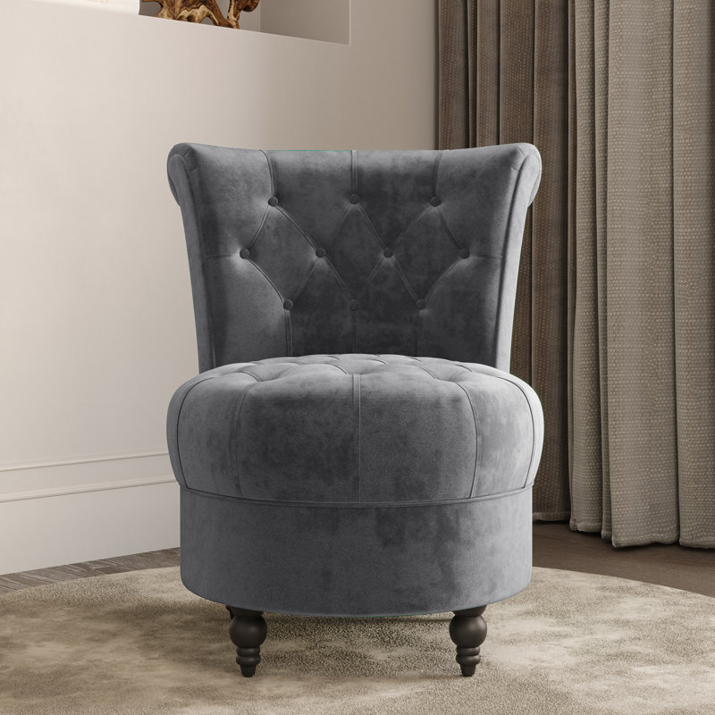 Chaise d'appoint en velours touffeté de 23,82 po de large Gino, Gris