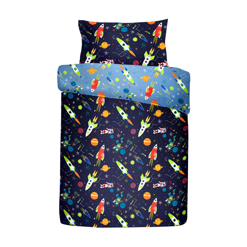 Supersonic Astronauts and Rockets Duvet Cover Set, Double Duvet Cover + 2 Standard Pillowcases