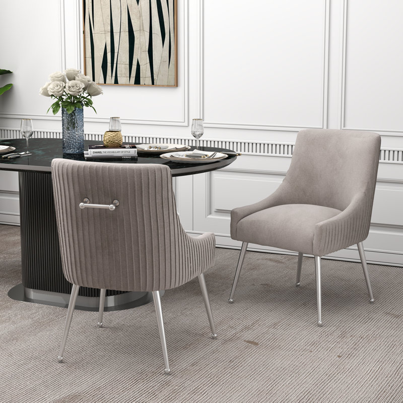 Baudel 19.7'' H Tufted Velvet Upholstered Side Chair, Gray