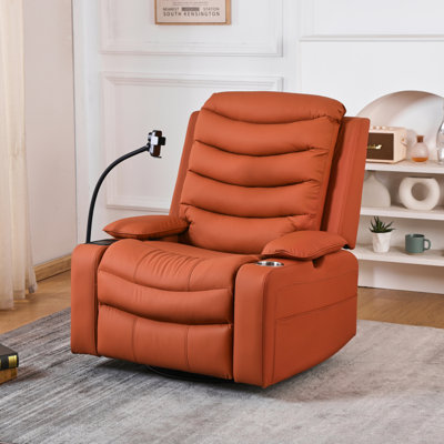 Power Nursery Gliders With Heat & Lumbar Support,  Swivel Recliners With Adjustable Armrests, Rockers Chair With Smart Cup Holder & Wireless Charging Stand For Nursing