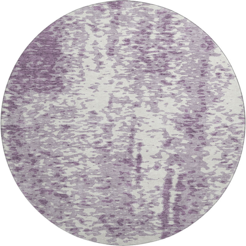 Premium Machine Washable Prisco Lavender Rug, Round 8'