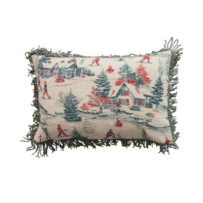 Coussin lombaire en coton avec frange Vintage