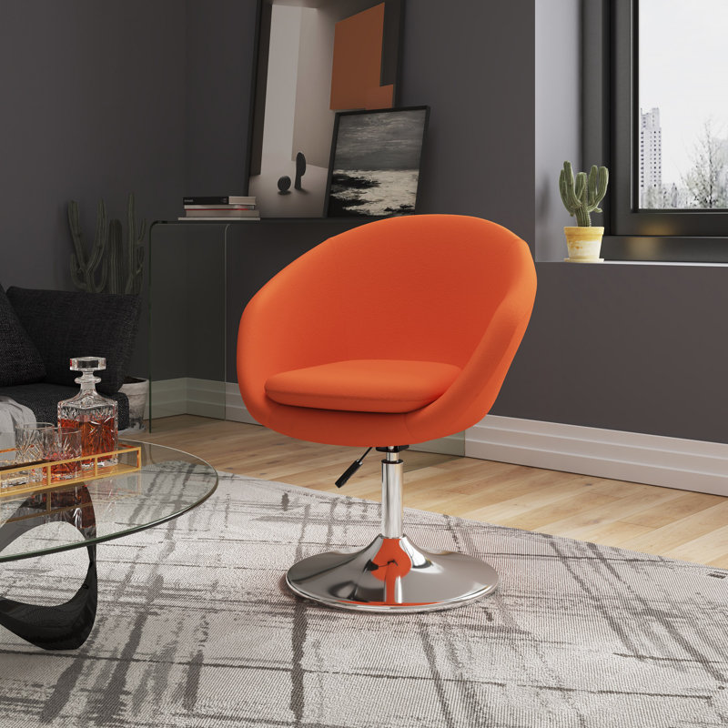 Fauteuil demi-tonneau pivotant de 26 po Helmuth, Laine orange