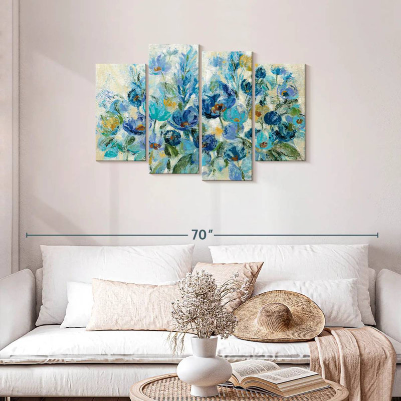 Fleurs bleues Avery, H 27 po x l 43 po