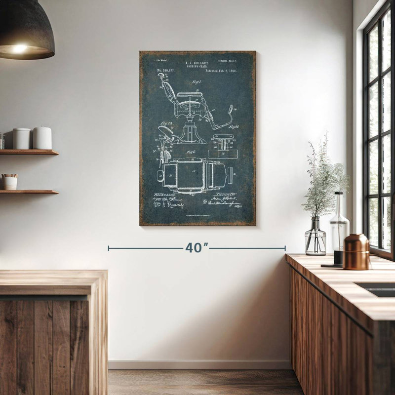 Fauteuil de barbier bleu rétro Kynaat, H 39 po x l 26 po