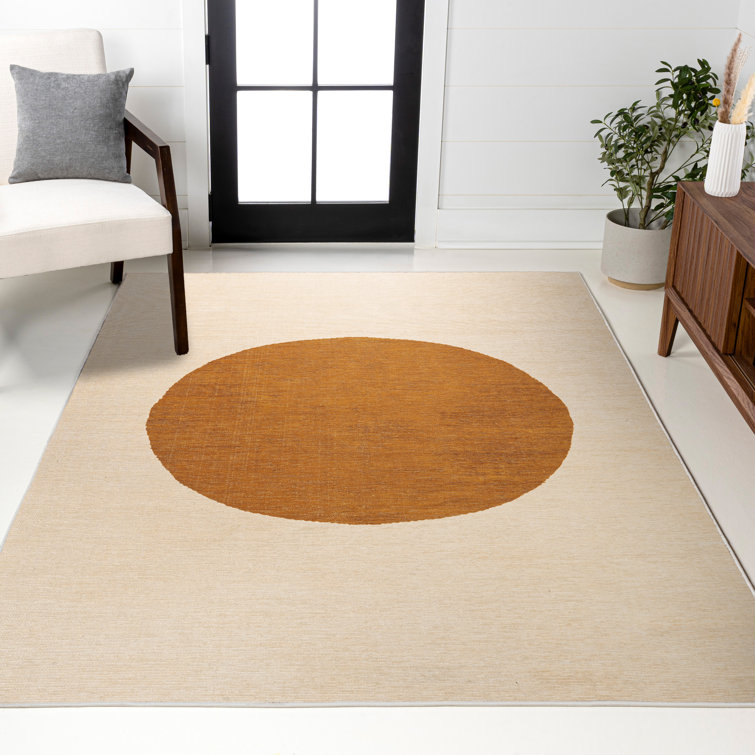Cirkel Minimalist Geometric Dot Machine-Washable Cream/Terracotta Rug