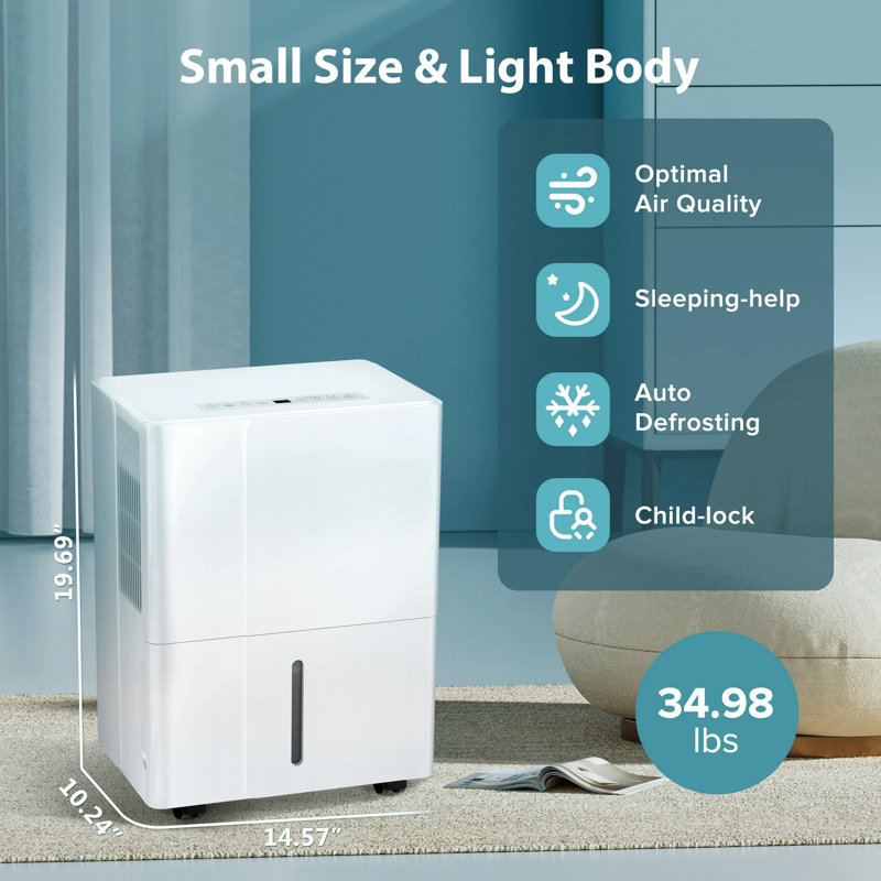 Antarctic Star  50 Pint Dehumidifier, 1.2 Gal Water Tank, 30%Rh Adjustable Auto Shut Off, 24H Timer