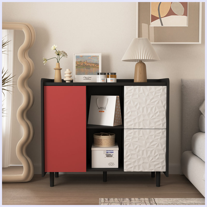 Atilana Accent Cabinet, Red/Black/White
