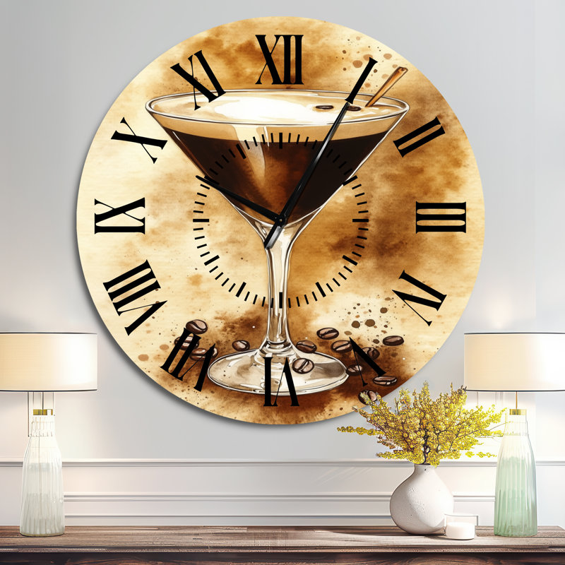 Horloge murale de cuisine en métal « Heure de l'Espresso Martini », Surdimensionné