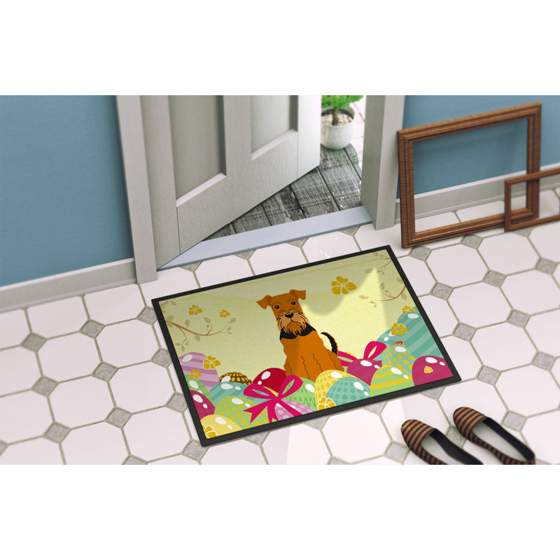 Saroyan Non-Slip Easter Outdoor Doormat, 18" W x 27" L, Orange