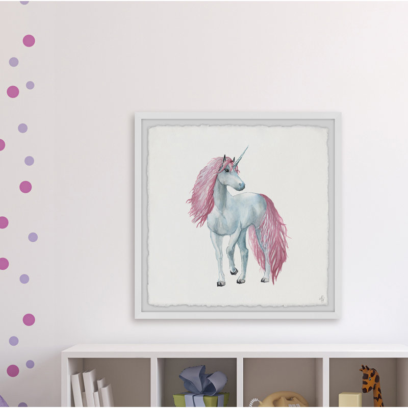 Imprimé encadré licorne page Dale, H 32 po x l 32 po