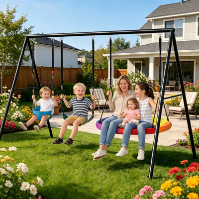 3-in-1 All Ages Metal Swing Set with Stand