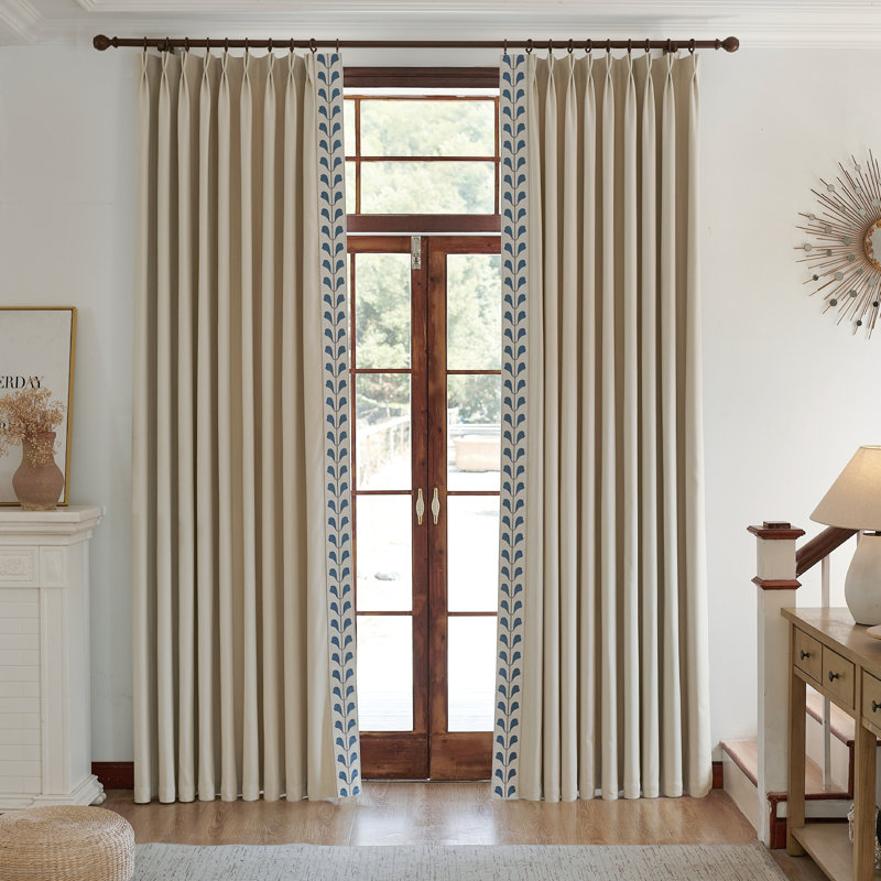 Paire de rideaux obscurcissant en mélange de coton Nora, Beige, L 45 po x L 84 po