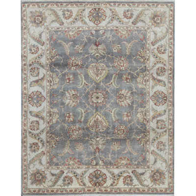 Tapis brun et ivoire de haute qualité noué à la main