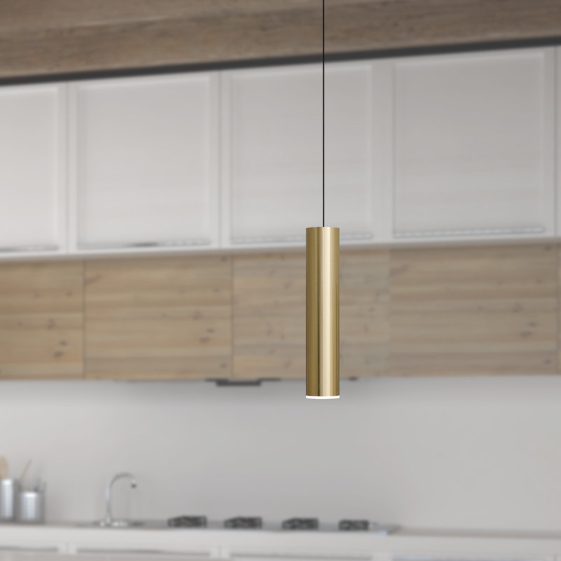 Luminaire suspendu cylindrique à 1 lumière Nevcivan, Laiton