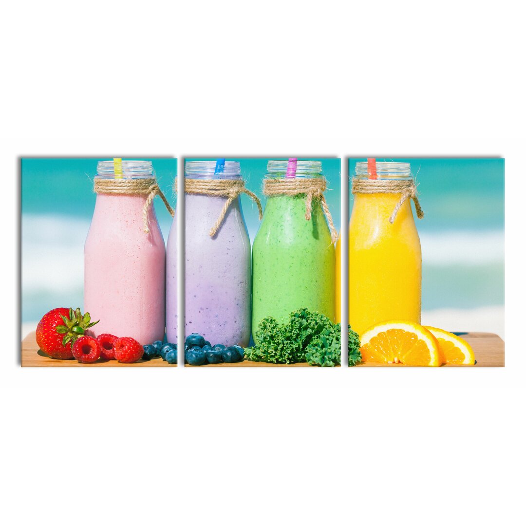 3-tlg. Leinwandbilder-Set Smoothies in Different Colours