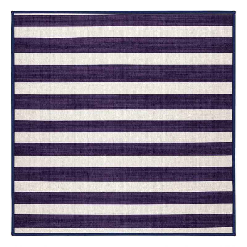 Tapis mauve à rayures horizontales lavable à la machine, Carré 6 pi