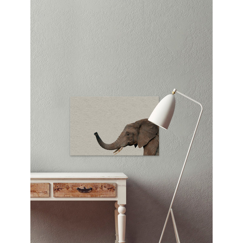 Side Elephant - Drawing on Canvas, 20cm H x 30cm W