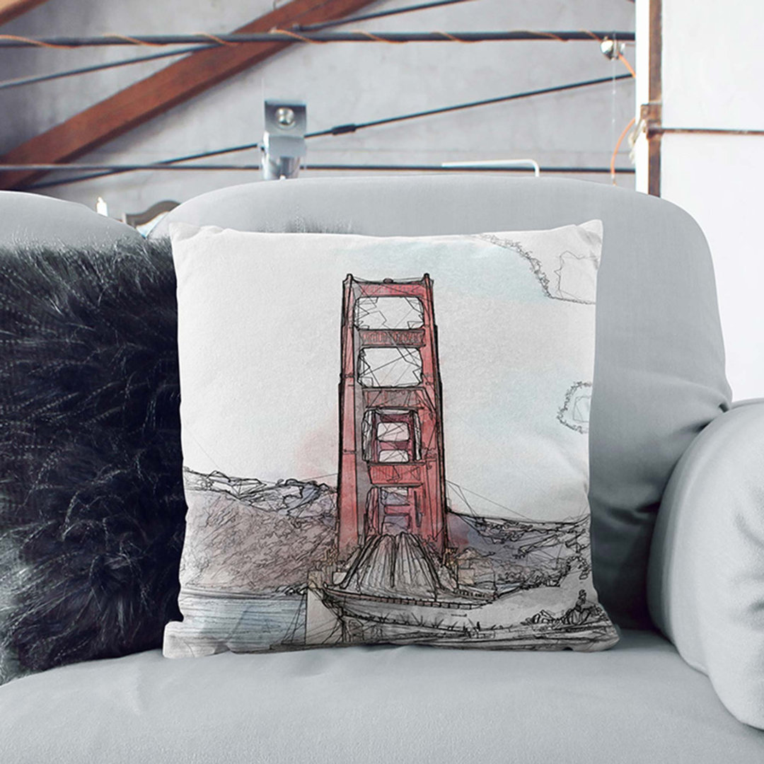 Golden Gate Bridge in Abstract Cushion with Filling