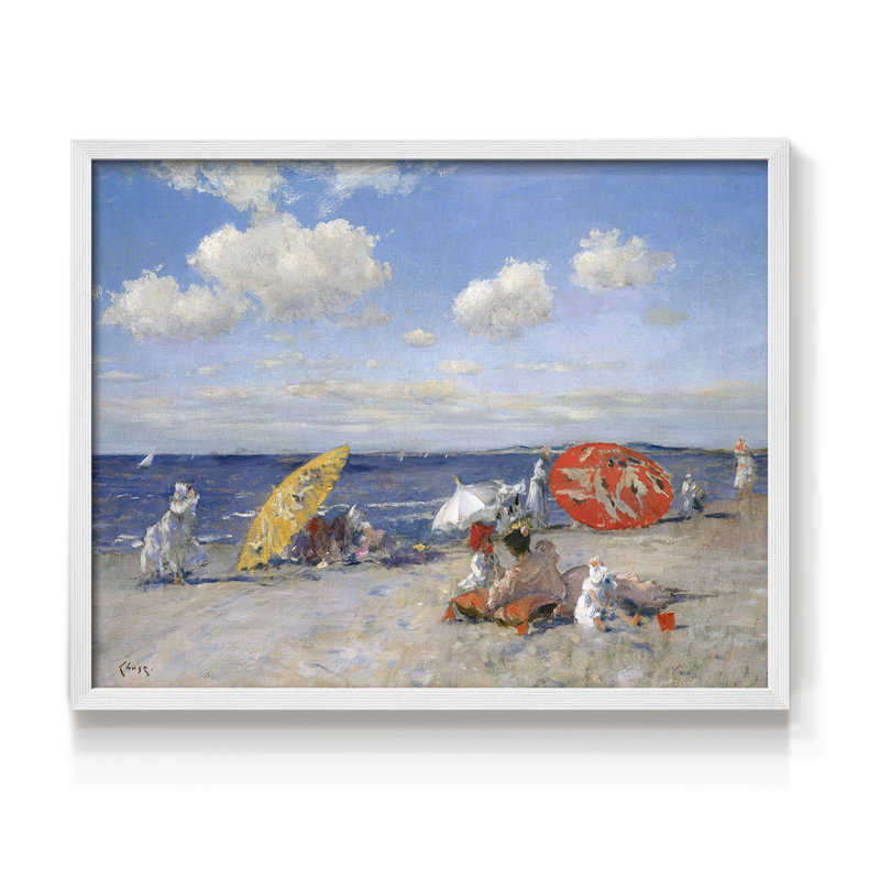 At The Seaside -Framed Print - Restickable, 11" H x 14" W, White