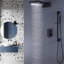 Pomme de douche murale 22,44 x 10,63 po avec douchette à main avec barre coulissante, ensemble de robinet de salle de bain avec valve brute (équilibrée sous pression)