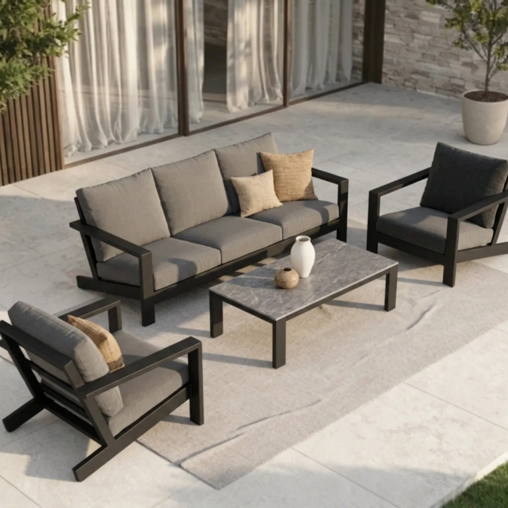 Perci 5-Person Sunbrella® Patio Seating Group, Dark Gray