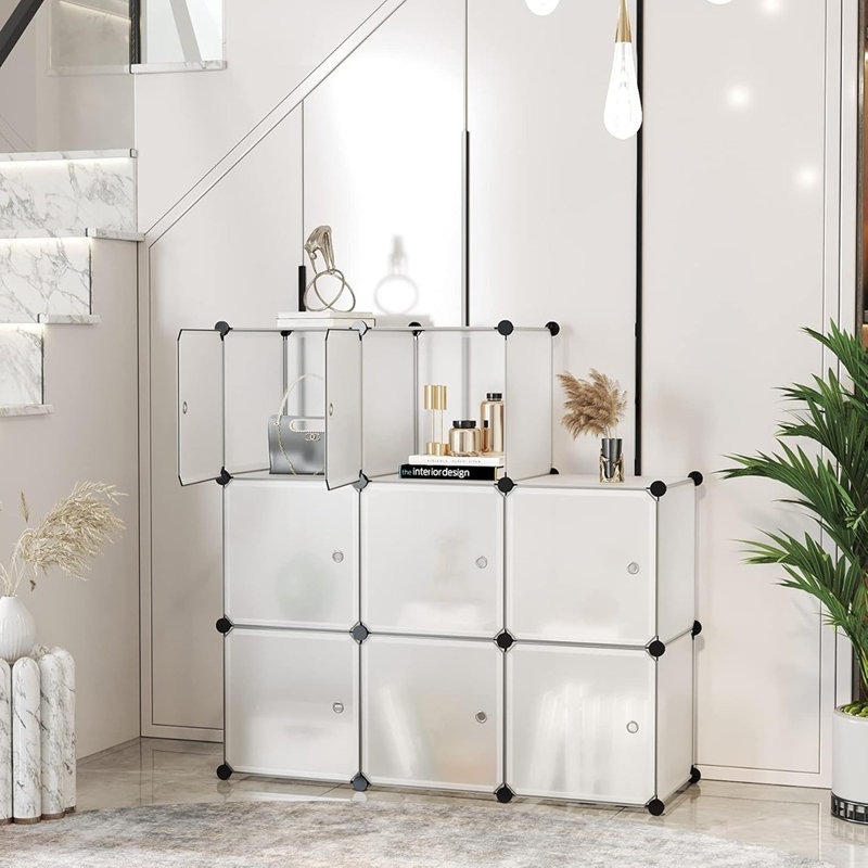 Tablette de rangement modulaire à 8 cubes - Placard / bibliothèque en plastique pour la chambre à coucher ou le salon, blanc
