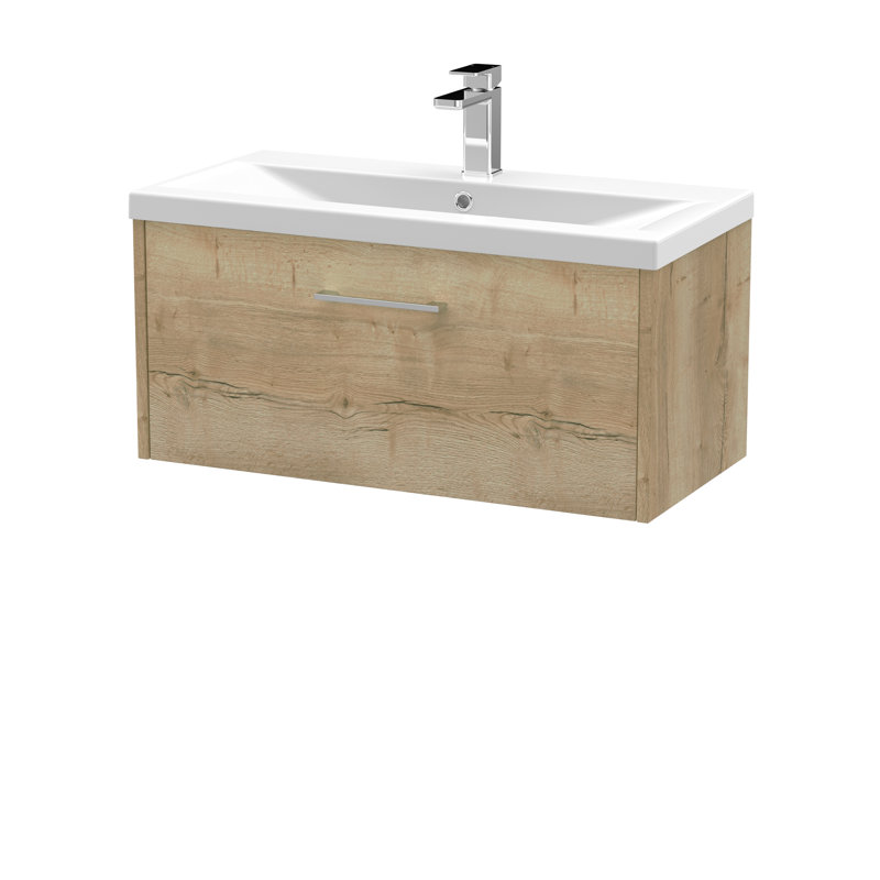 Juno 800mm Single Bathroom Vanity with Integrated Vitreous China Basin, Autumn Oak