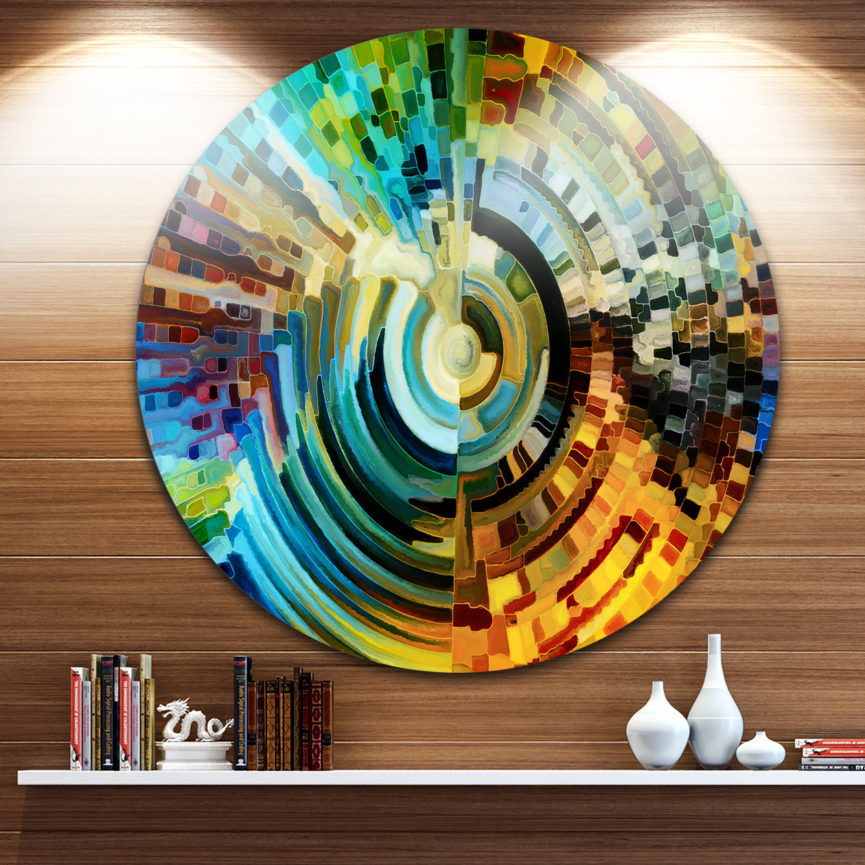 Abstract 'Paths of Stained Glass' Graphic Art East Urban Home Format: Metal, Size: 23 H x 23 W x 1 D