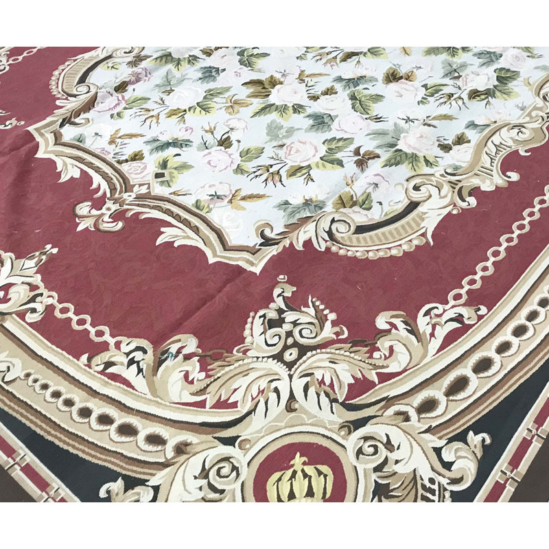 Tapis bleu et rouge noué à la main de haute qualité