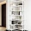 Nordic, 7 tablettes d'angle blanches, panneau de métal et de particules, bibliothèque hexagonale, côté, espace, structure, assemblage simple, 24,06 po de largeur, profondeur, 76,83 po de hauteur, blanc avec forme optimisée,