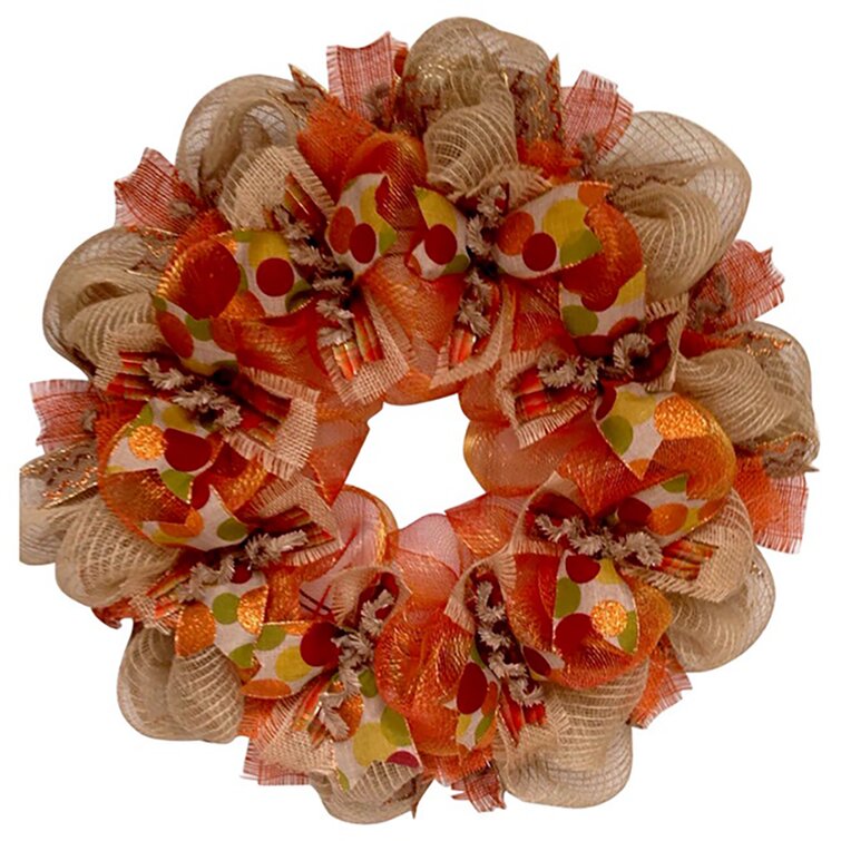 Harvest Ribbon Wreath The Holiday Aisle Size: 24 W x 24 H x 6 D
