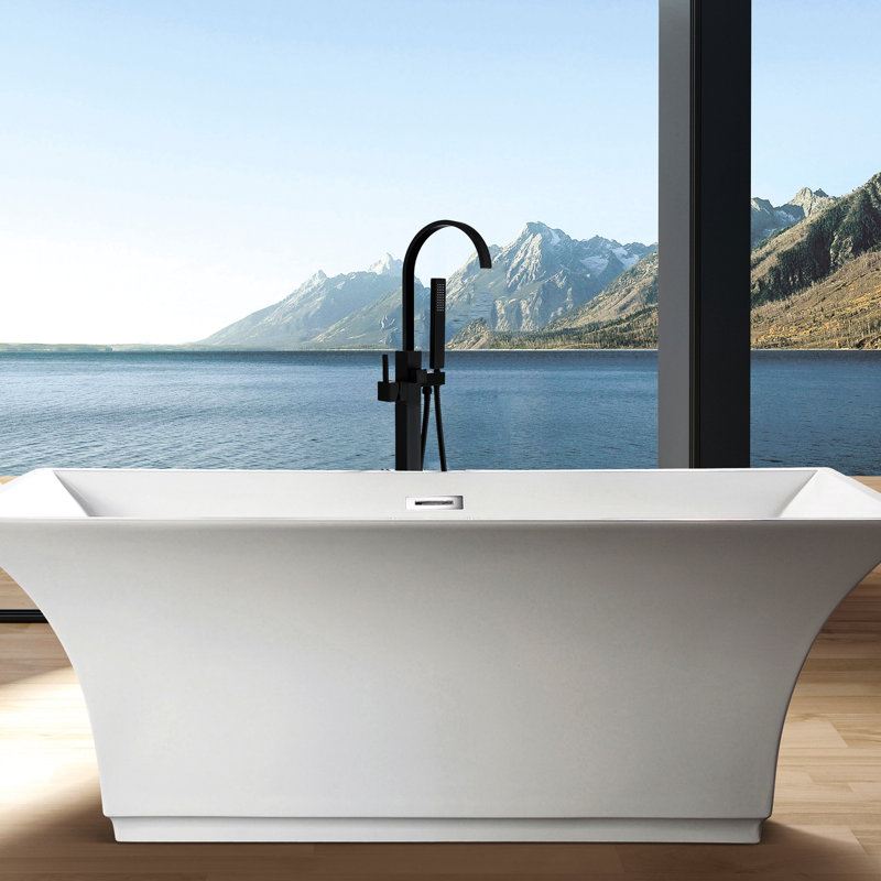 Metal Freestanding Tub Faucet With Hand Shower, Sleek Matte Black Solid Construction Shower