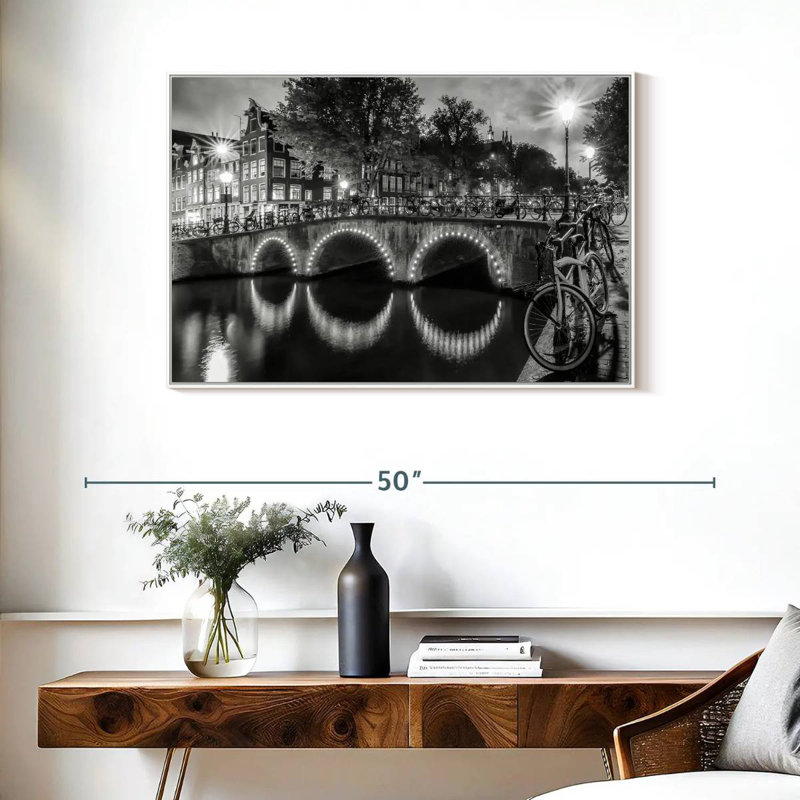 Vue moderne Amsterdam, Cadre flottant blanc, 37 po x 25 po