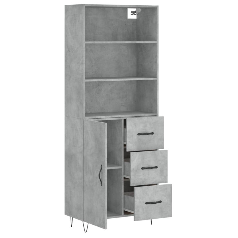 Highboard 69.5x34x180 cm Engineered Wood, Concrete Grey