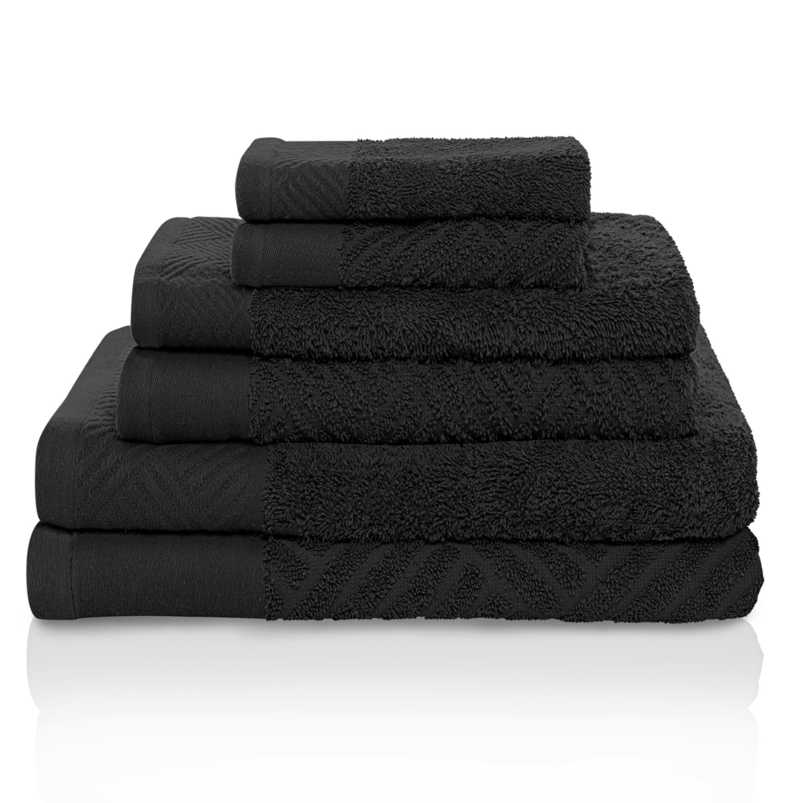 6-Piece Certified Egyptian Cotton Towel Set, Black