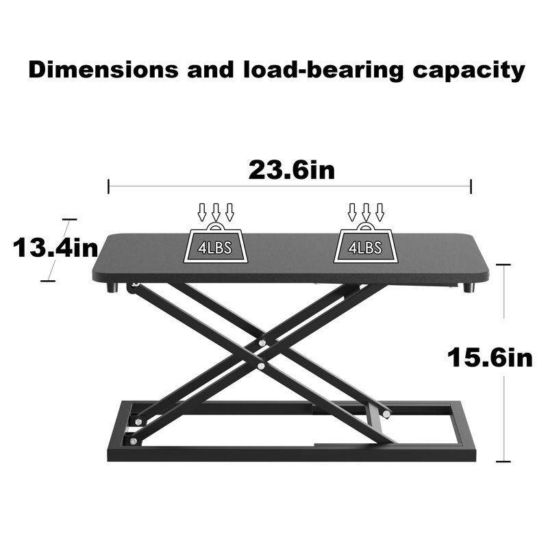 Standing Desk Converter Height Adjustable, Sit To Stand Up Desk Riser Computer Workstation Use In Laptop And Single Monitor Ergonomic Desktop Workstation For Home Office -24Inch Black