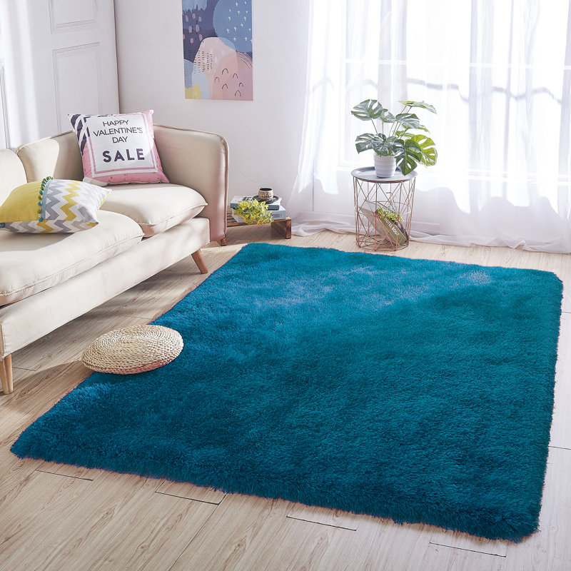 Tapis indigo touffeté à la main Cuyahoga, Rectangle 8 pi x 10 pi
